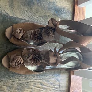 Suede High heeled rose styled stiletto high heel